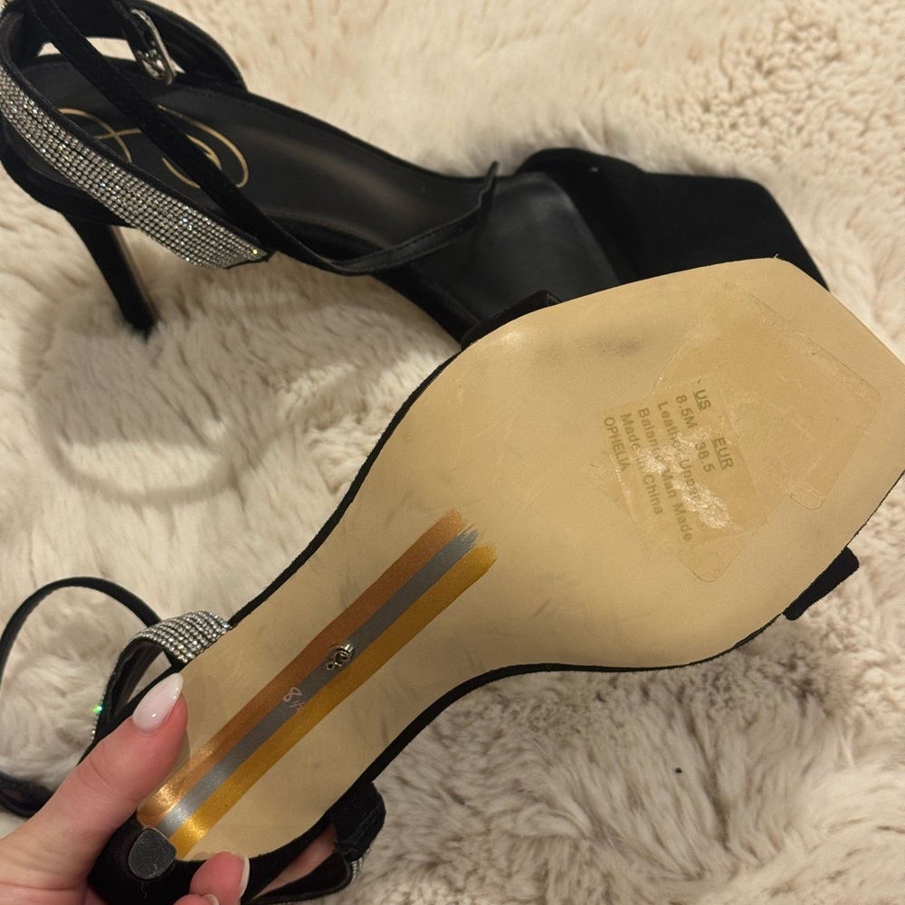 Jessica Simpson Black Rhinestone Ankle-Strap Heels - Picture 4 of 5